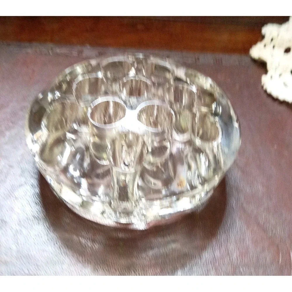 Clear Vintage Thirteen Hole Flower Frog For Floral Arrangements 4 Inch Diameter